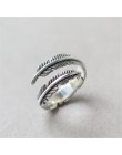 Vintage Design 925 Sterling Silver regulowane pierścienie z piór dla kobiet srebro-biżuteria biżuteria ślubna na prezent jz384