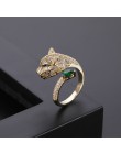 Moda osobowość leopard w kształcie czaszki złoty cyrkon obrączka mężczyzn i kobiet otwarty pierścień biżuteria sztuczna hurt