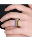 Męskie damskie Rainbow kolorowe LGBT Pulsera pierścień obrączka ślubna ze stali nierdzewnej Lebian i gejów pierścienie Drop Ship