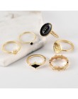 DIEZI 6 sztuk/zestaw moda artystyczna czarne oczy serce urok Knuckle zestaw pierścieni zestaw dla kobiet Boho Vintage złote pier
