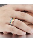 Męskie damskie Rainbow kolorowe LGBT Pulsera pierścień obrączka ślubna ze stali nierdzewnej Lebian i gejów pierścienie Drop Ship