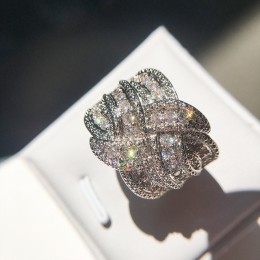 2019 nowy Bling CZ cyrkon kamień 925 srebro kolor obrączki dla kobiet ślub zaręczyny moda luksusowa biżuteria