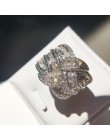 2019 nowy Bling CZ cyrkon kamień 925 srebro kolor obrączki dla kobiet ślub zaręczyny moda luksusowa biżuteria