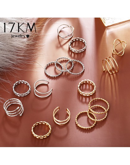 Moda złoty Sliver Twisted zestaw pierścieni dla kobiet dziewczyn 2019 Vintage okrągły pierścień Knuckle pierścienie 8 sztuk/zest