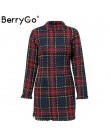 BerryGo eleganckie biuro lady plaid winter dress 2018 z długim rękawem stanąć kołnierz gruba ciepła sukienka z frędzlami moda sz