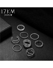 Moda złoty Sliver Twisted zestaw pierścieni dla kobiet dziewczyn 2019 Vintage okrągły pierścień Knuckle pierścienie 8 sztuk/zest