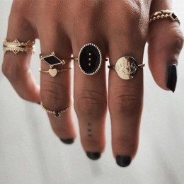 DIEZI 6 sztuk/zestaw moda artystyczna czarne oczy serce urok Knuckle zestaw pierścieni zestaw dla kobiet Boho Vintage złote pier