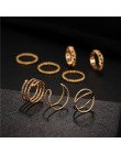 Moda złoty Sliver Twisted zestaw pierścieni dla kobiet dziewczyn 2019 Vintage okrągły pierścień Knuckle pierścienie 8 sztuk/zest