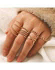 Moda złoty Sliver Twisted zestaw pierścieni dla kobiet dziewczyn 2019 Vintage okrągły pierścień Knuckle pierścienie 8 sztuk/zest
