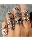 Tocona 12 sztuk/zestaw Bohemia Antique srebrna strzała słoń Fox Lion Pony wzór rzeźbione pierścionki z motywem zwierzęcym zestaw