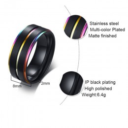 Męskie damskie Rainbow kolorowe LGBT Pulsera pierścień obrączka ślubna ze stali nierdzewnej Lebian i gejów pierścienie Drop Ship