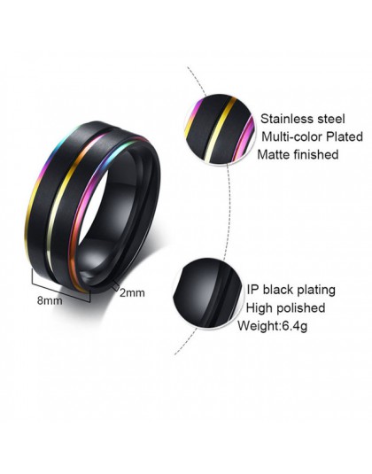 Męskie damskie Rainbow kolorowe LGBT Pulsera pierścień obrączka ślubna ze stali nierdzewnej Lebian i gejów pierścienie Drop Ship