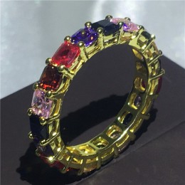 Handmade Eternity pierścień przyrzeczenia 925 srebro AAAA cz obrączka obrączki dla kobiet mężczyzn Finger Party biżuteria