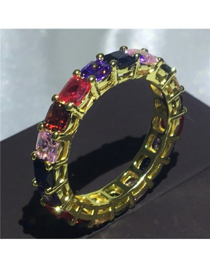 Handmade Eternity pierścień przyrzeczenia 925 srebro AAAA cz obrączka obrączki dla kobiet mężczyzn Finger Party biżuteria