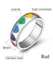 Męskie damskie Rainbow kolorowe LGBT Pulsera pierścień obrączka ślubna ze stali nierdzewnej Lebian i gejów pierścienie Drop Ship