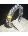 Handmade Eternity pierścień przyrzeczenia 925 srebro AAAA cz obrączka obrączki dla kobiet mężczyzn Finger Party biżuteria