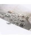 Tocona 12 sztuk/zestaw Bohemia Antique srebrna strzała słoń Fox Lion Pony wzór rzeźbione pierścionki z motywem zwierzęcym zestaw