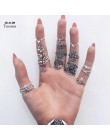 Tocona 14 sztuk/zestaw Vintage Antique srebrny pierścień dla kobiet Rose słonecznik Liftree krzyż geometryczna biżuteria bohema 