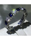 Handmade Eternity pierścień przyrzeczenia 925 srebro AAAA cz obrączka obrączki dla kobiet mężczyzn Finger Party biżuteria