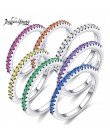 2018 nowych moda Multicolor Zirconia Party kobiety pierścionek zaręczynowy z srebrny kolor kryształu obrączki dla pani biżuteria