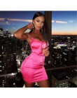 Stretch Mini satynowe damskie seksowne ramiączka Slim Fit Bodycon Party Dress różowy neon sukienka letnie sukienki dwuwarstwowe 