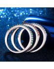 2018 nowych moda Multicolor Zirconia Party kobiety pierścionek zaręczynowy z srebrny kolor kryształu obrączki dla pani biżuteria