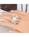 Kinel Hot moda biała emalia Rose Ring dla kobiet złoty kolor Fold geometryczny Model Party Punk Rings biżuteria zaręczynowa