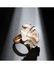 Kinel Hot moda biała emalia Rose Ring dla kobiet złoty kolor Fold geometryczny Model Party Punk Rings biżuteria zaręczynowa