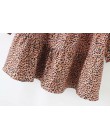 2019 kobiet w stylu vintage plisowane ruffles wzór w cętki mini sukienka kobiet o szyi z długim rękawem casual vestidos chic sło