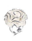 Kinel Hot moda biała emalia Rose Ring dla kobiet złoty kolor Fold geometryczny Model Party Punk Rings biżuteria zaręczynowa