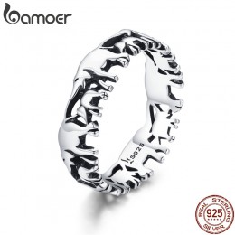 BAMOER Trendy 100% 925 Sterling Silver wieżowych kolekcja zwierząt słoń rodzina pierścienie dla kobiet biżuteria srebrna SCR344