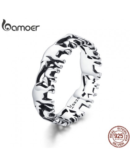 BAMOER Trendy 100% 925 Sterling Silver wieżowych kolekcja zwierząt słoń rodzina pierścienie dla kobiet biżuteria srebrna SCR344