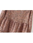 2019 kobiet w stylu vintage plisowane ruffles wzór w cętki mini sukienka kobiet o szyi z długim rękawem casual vestidos chic sło