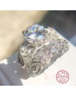 2019 Fashion Luxury Female krystaliczne białe cyrkonie 925 srebro obrączki ślubne zestawy ślubne obietnica obrączki dla kobiet