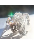 2019 Fashion Luxury Female krystaliczne białe cyrkonie 925 srebro obrączki ślubne zestawy ślubne obietnica obrączki dla kobiet
