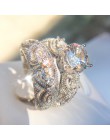 2019 Fashion Luxury Female krystaliczne białe cyrkonie 925 srebro obrączki ślubne zestawy ślubne obietnica obrączki dla kobiet