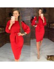 Kobiety w stylu Vintage latarnia rękaw skrzydła Party D ress z długim rękawem O szyi jednolita sukienka elegancka sukienka 2019 