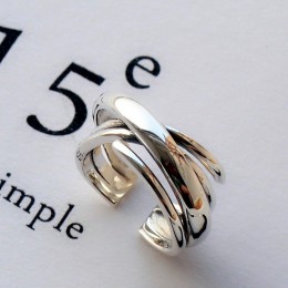 Nowości 925 Sterling Silver wielowarstwowe gładkie pierścienie dla kobiet regulowany rozmiar Ring Finger moda sterling-srebrny-b