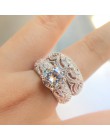 2019 Fashion Luxury Female krystaliczne białe cyrkonie 925 srebro obrączki ślubne zestawy ślubne obietnica obrączki dla kobiet
