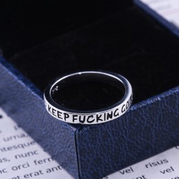 2019 nowych moda 925 Sterling Silver proste Punk Rock Hip Hop srebrny pierścień dla kobiet mężczyzn grawerowane list Streetwear 