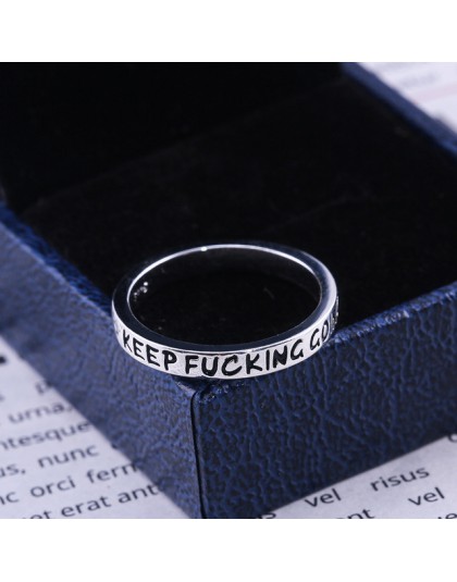 2019 nowych moda 925 Sterling Silver proste Punk Rock Hip Hop srebrny pierścień dla kobiet mężczyzn grawerowane list Streetwear 