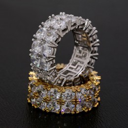 Bling duża cyrkonia kamień złoty kolor srebrny Hip Hop pierścienie dla kobiet Man Fashion Wedding biżuteria zaręczynowa najlepsz