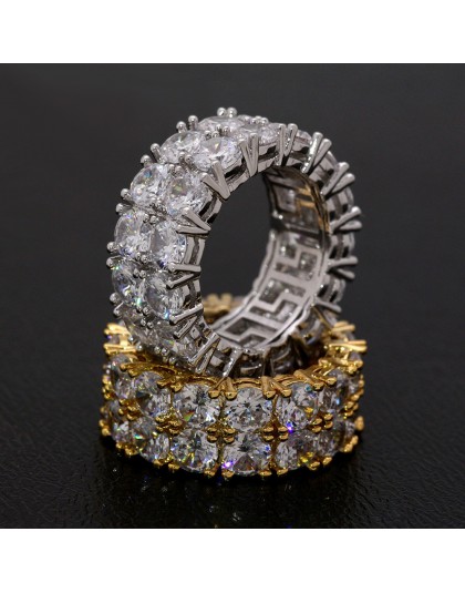 Bling duża cyrkonia kamień złoty kolor srebrny Hip Hop pierścienie dla kobiet Man Fashion Wedding biżuteria zaręczynowa najlepsz
