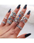 Jeśli Vintage Punk Crystal Knuckle nowy zestaw pierścieni dla kobiet palec geometryczny Opal Midi elegancki pierścionek akcesori