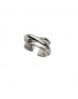 Nowości 925 Sterling Silver wielowarstwowe gładkie pierścienie dla kobiet regulowany rozmiar Ring Finger moda sterling-srebrny-b