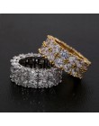 Bling duża cyrkonia kamień złoty kolor srebrny Hip Hop pierścienie dla kobiet Man Fashion Wedding biżuteria zaręczynowa najlepsz
