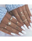 Jeśli Vintage Punk Crystal Knuckle nowy zestaw pierścieni dla kobiet palec geometryczny Opal Midi elegancki pierścionek akcesori