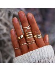 Jeśli Vintage Punk Crystal Knuckle nowy zestaw pierścieni dla kobiet palec geometryczny Opal Midi elegancki pierścionek akcesori