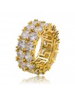 Bling duża cyrkonia kamień złoty kolor srebrny Hip Hop pierścienie dla kobiet Man Fashion Wedding biżuteria zaręczynowa najlepsz