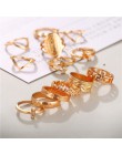 Jeśli Vintage Punk Crystal Knuckle nowy zestaw pierścieni dla kobiet palec geometryczny Opal Midi elegancki pierścionek akcesori